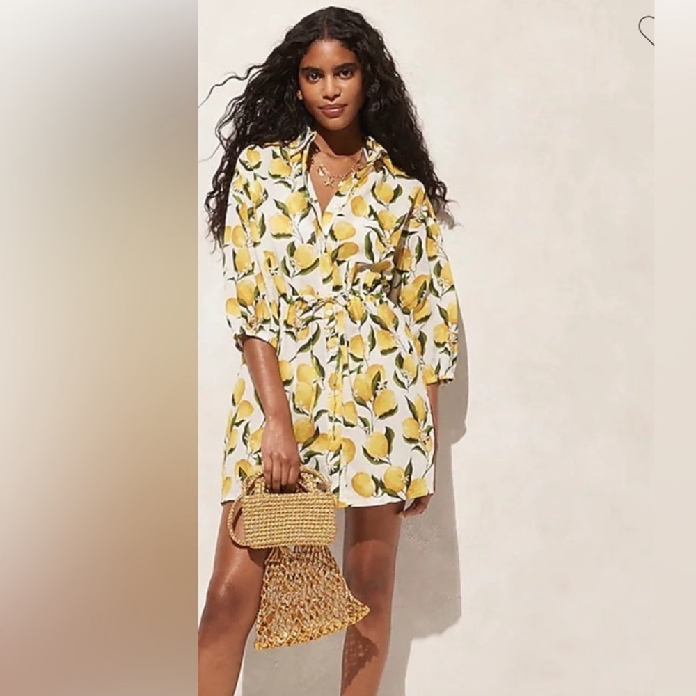 J.Crew Cinched shirtdress in limoncello cotton voile XL NWT